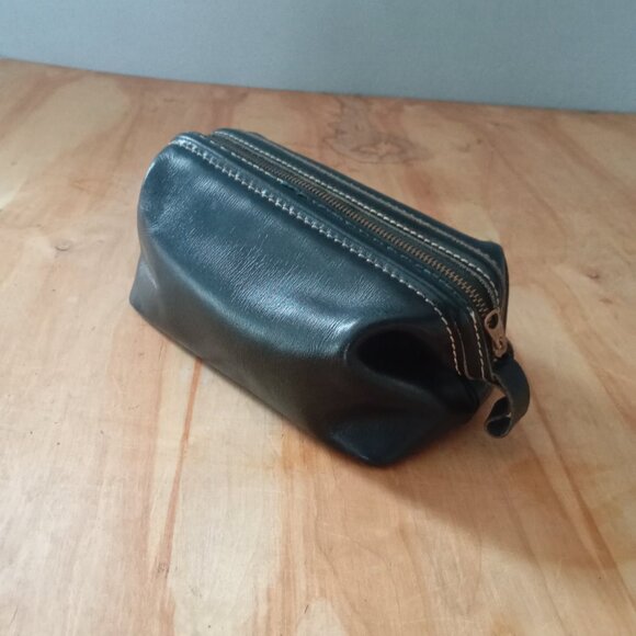 Vintage SWANK Leather Dopp Kit Bag and Folding Leather Slipper Set/ Gift For Him - Picture 8 of 12